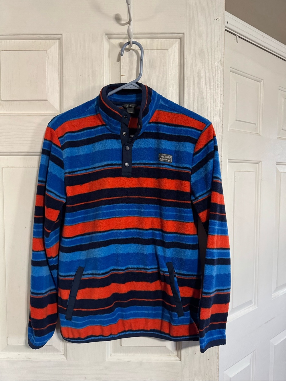 Striped Blue & Orange Fleece Pullover